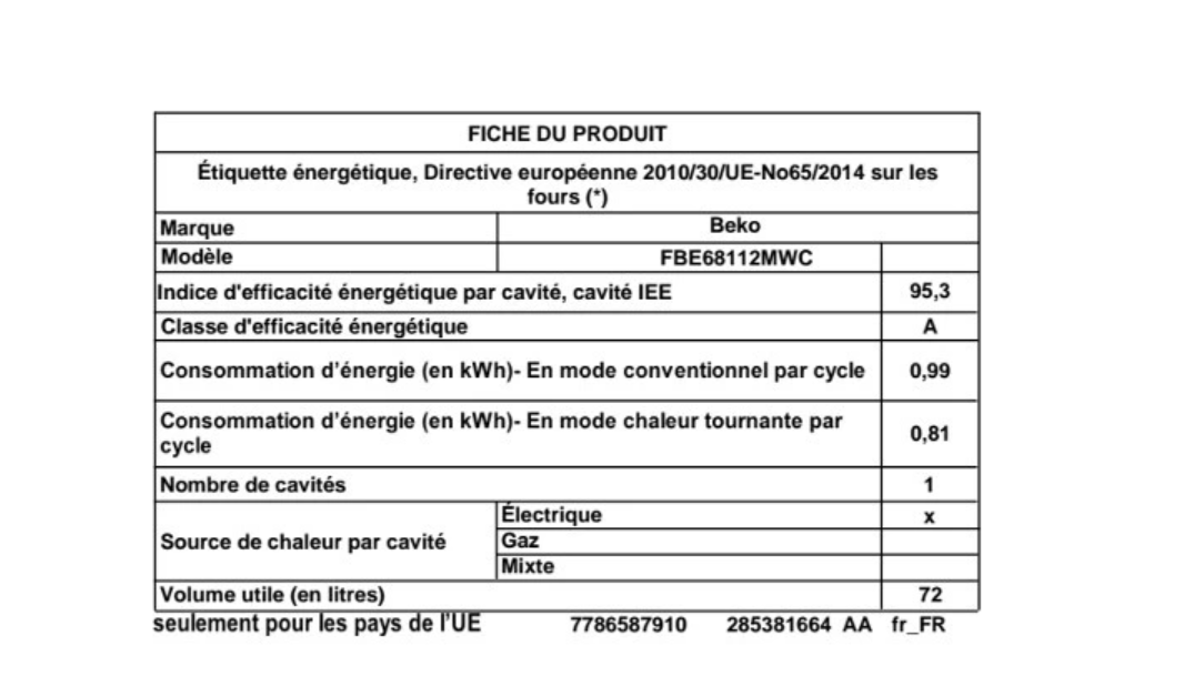 Cuisinière induction Beko FSE68112MWC