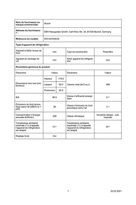 Réfrigérateur congélateur en bas Bosch KGV33VWEAS
