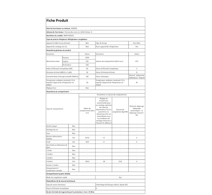 Réfrigérateur congélateur en bas Hisense RB5P410SACC