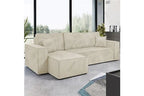 Canapé d'angle GENERIQUE Canapé d'angle convertible en velours côtelé Karl - 3 places - Beige