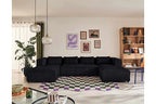 Canapé d'angle Lisa Design Stella - canapé panoramique en U - 7 places - en velours côtelé grosses côtes - Noir