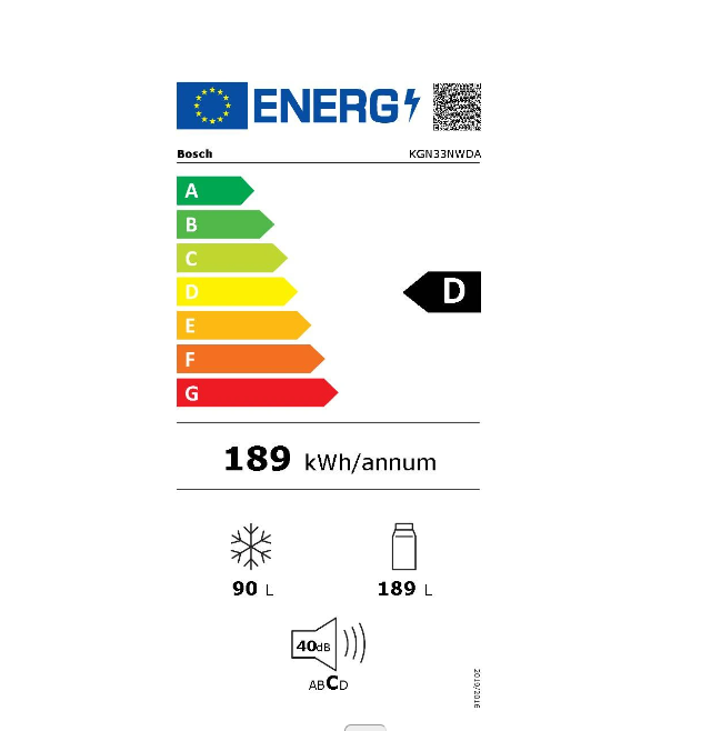 Réfrigérateur congélateur en bas Bosch KGN33NWDA