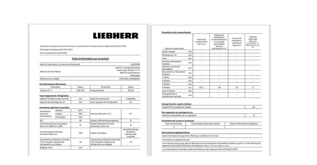 Congélateur armoire Liebherr IFND3924-22 - Encastrable 88 cm