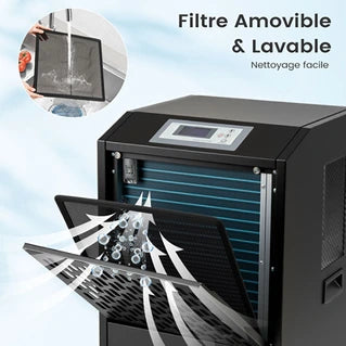 Déshumidificateur Giantex Déshumidificateur Mobile 118 L avec Tuyau de Vidange, Minuterie 24 H, Noir