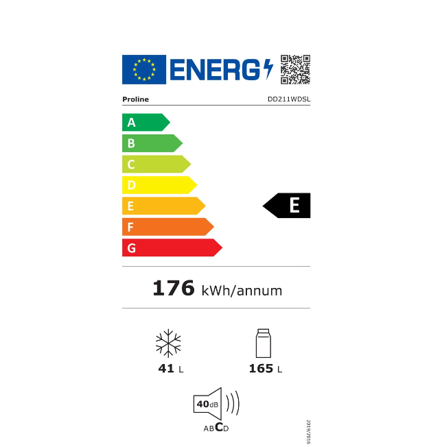 Réfrigérateur congélateur en haut Proline DD211WDSL Gris