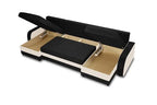 Canapé d'angle BestMobilier Valos - canapé panoramique en U - 7 places - convertible avec coffre - en velours - Noir / Blanc