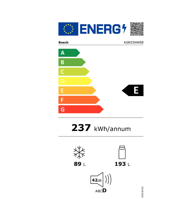 Réfrigérateur congélateur en bas Bosch KGN33NWEB