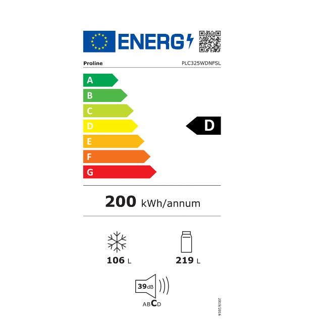 Réfrigérateur congélateur en bas Proline PLC325NFSL