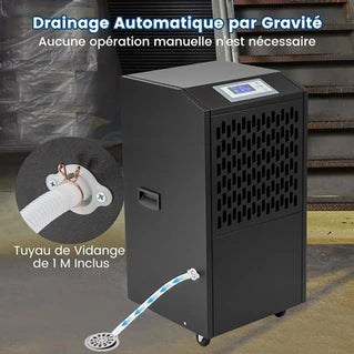 Déshumidificateur Giantex Déshumidificateur Mobile 118 L avec Tuyau de Vidange, Minuterie 24 H, Noir
