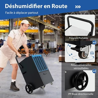Déshumidificateur Giantex Professionnel 66 L/Jour, Pompe et Tuyau de Vidange, Minuterie 24H, Bleu
