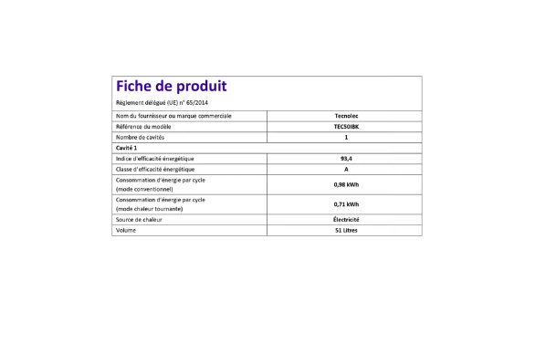 Cuisinière induction Tecnolec TEC50IBK Noir
