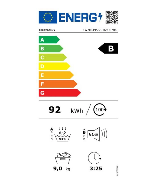 Sèche-linge pompe à chaleur Electrolux EW7HI495B Blanc