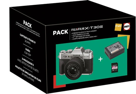 Appareil photo hybride Fujifilm PACK X-T30III Si/XC1333+NPW126S+SD32