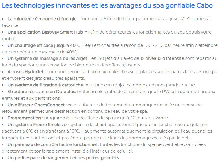 Spa gonflable BESTWAY KIT SPA GONFLABLE BESTWAY LAY-Z-SPA CABO CARRÉ HYDROJET 4/6 PLACES + 6 FILTRES + KIT DE TRAITEMENT AU BROME